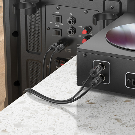 Кабель с RCA на RCA, UPA29, HOCO, колокольчики, черный