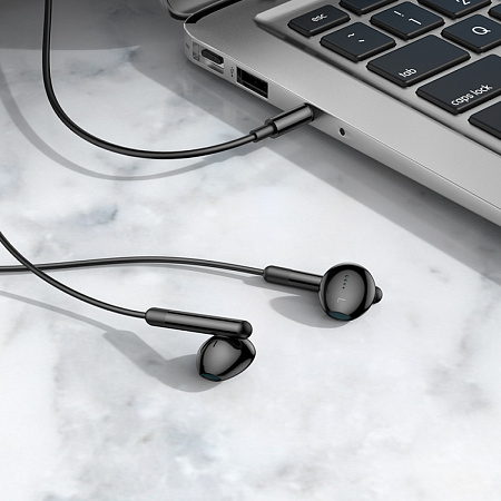 Проводные наушники M93, Wire control earphones with microphone , HOCO, черные