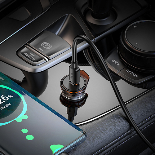 Автомобильное зарядное устройство, 1 PD 30W (NZ16), HOCO, серый