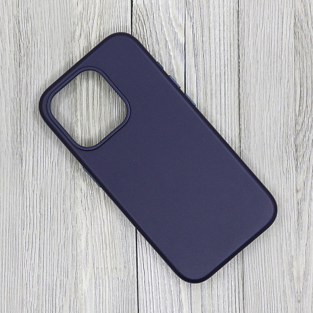 Чехол-накладка для iPhone 15 Pro Max, экокожа, магнитный (MagSafe), без лого, X-CASE, темно-синий