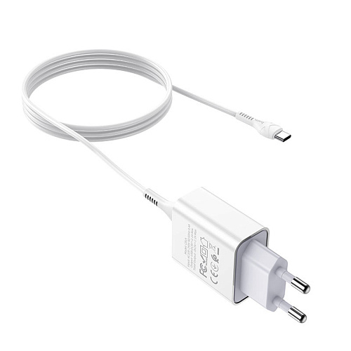 Сетевое зарядное устройство, 1 USB 2.1A (C81A), HOCO, Type-C, белый
