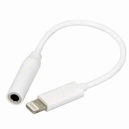 Переходник Lightning to наушники Jack, без bluetooth, GL-045-5, музыка+разговора, высокое качество, белый