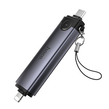 Картридер 3 в 1, Type-C/IP на SD/TF3.0+USB2.0, HB56B, HOCO, серый