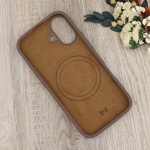 Чехол-накладка для iPhone 17, Silicon Case, магнитный (MagSafe), без лого, X-CASE, коричневый