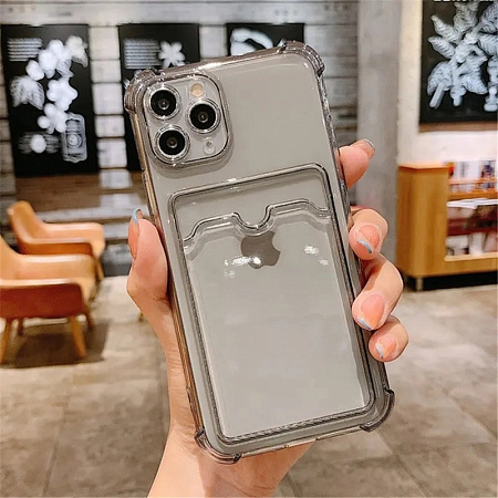 Чехол силиконовый для iPhone 14 Pro (6.1), с карманом для карты, микс, X-CASE, затемненный