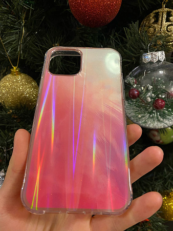 Чехол силиконовый для iPhone 12 (6.1)/12 PRO (6.1), переливающийся, X-CASE, розово-желтый
