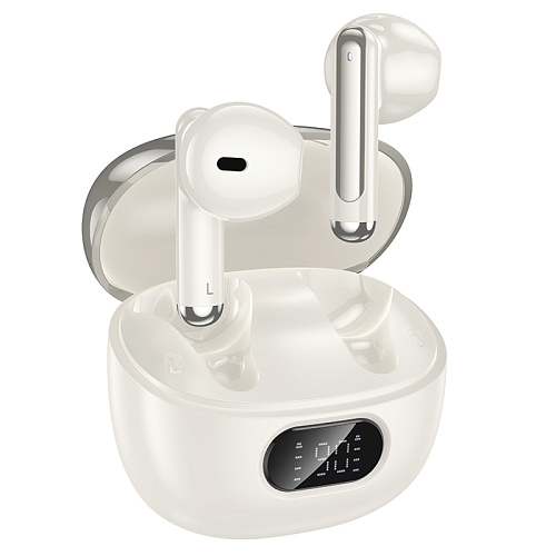 Беспроводные наушники EQ18, HOCO, с экраном, молочно-белый