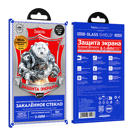 Защитное стекло на iPhone X/XS/11 Pro (A777), HOCO, HD, черное