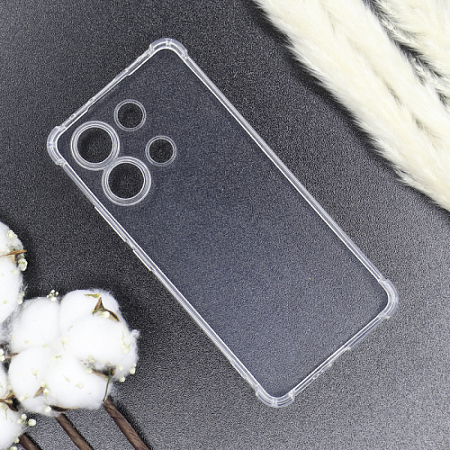 Чехол силиконовый для Xiaomi Redmi Note 13 (4G), усиленные края, c защитой камеры, X-CASE, прозрачный