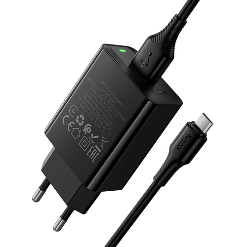 Сетевое зарядное устройство, 1 USB 3.0 QC (CS92A), HOCO, Micro, черный