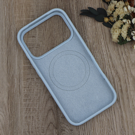 Чехол-накладка для iPhone 17 Pro, Silicon Case, магнитный (MagSafe), с дизайном, без лого, X-CASE, светло-голубой