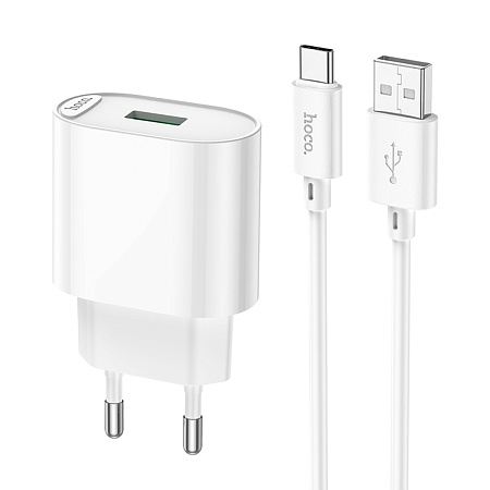Сетевое зарядное устройство, 1 USB 3.0A 18W (C109A), HOCO, Type-C, белый