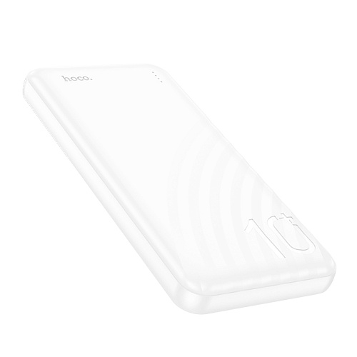 Универсальный Доп. Аккумулятор 10000mAh, J123, HOCO, выход: 2 USB: 5V/2, белый