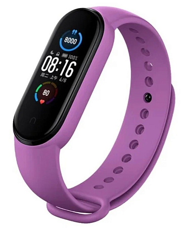 Ремешок на руку для Mi band 5/6, силиконовый, фиолетовый