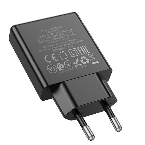 Сетевое зарядное устройство, 1 PD 20W (N37), HOCO, черный