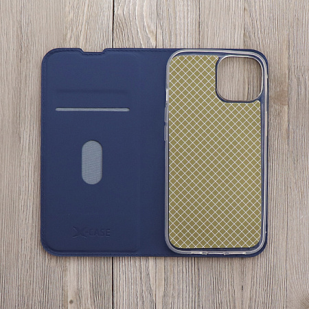 Чехол-книжка для iPhone 15, X-CASE, боковой, синий