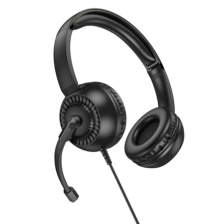 Проводные наушники W112, HOCO, с микрофоном, черный