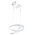 Проводные наушники M101 Pro, Crystal joy wire-controlled, HOCO, вакуумные с микрофоном, белые