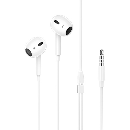 Проводные наушники M101 Max, Crystal grace wire-controled digital earphones with microphone, HOCO, белые