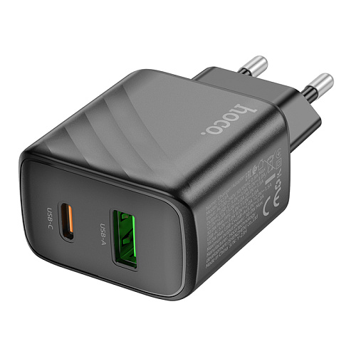 Сетевое зарядное устройство, 1 PD 30W + 1 USB 3.0 QC (CS23A), HOCO, черный