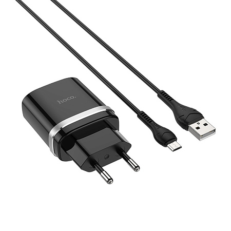 Сетевое зарядное устройство, 1 USB 3.0A (C12Q), HOCO, Micro, черный