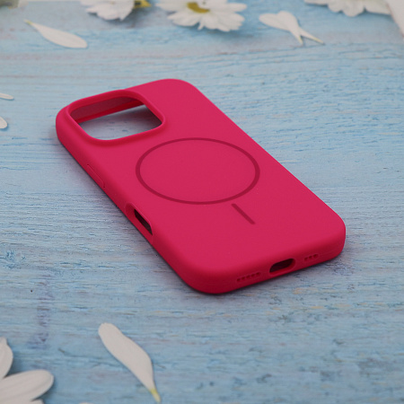 Чехол-накладка для iPhone 16 Pro Max, Silicon Case, магнитный (MagSafe), без лого, X-CASE, ярко-розовый