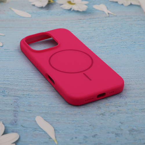 Чехол-накладка для iPhone 16 Pro Max, Silicon Case, магнитный (MagSafe), без лого, X-CASE, ярко-розовый