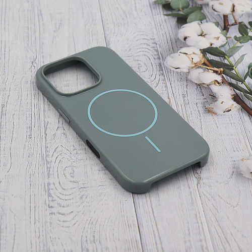 Чехол-накладка для iPhone 16 Pro, глянцевый, магнитный (MagSafe), без лого, X-CASE, бирюзовый