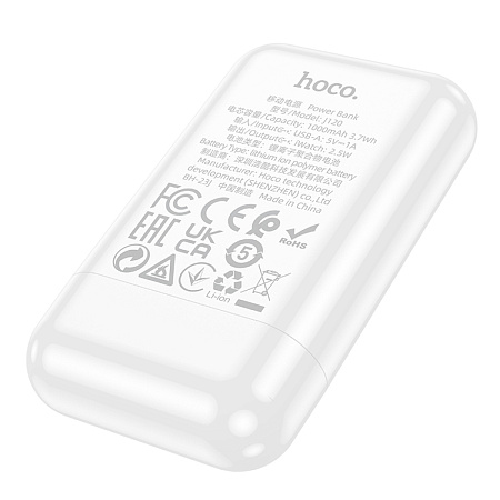 Универсальный Доп. Аккумулятор 1000mAh, J120, HOCO, зарядное устройство для iWatch, белый