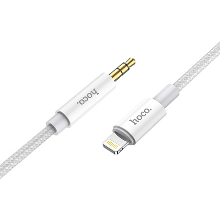 AUX Audio кабель 3,5 мм на Lightning, UPA19, HOCO, серебряный