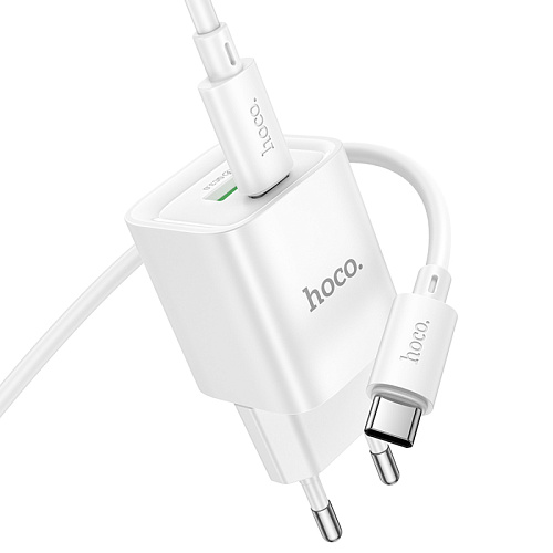Сетевое зарядное устройство, 1 PD 20W + 1 USB 3.0 QC (C147A), HOCO, Type-C to Type-C, мини, белый