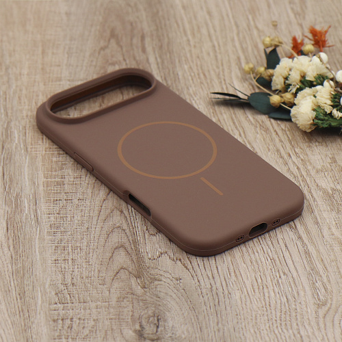 Чехол-накладка для iPhone 17 Air, Silicon Case, магнитный (MagSafe), без лого, X-CASE, коричневый
