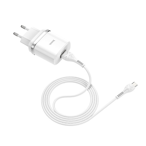 Сетевое зарядное устройство, 1 USB 3.0A (C12Q), HOCO, Micro, белый