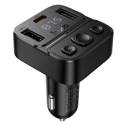 Bluetooth FM модулятор, E87, HOCO, 1 USB QC3.0+1 PD (20Вт)+1 USB 5V/0.5A, черный