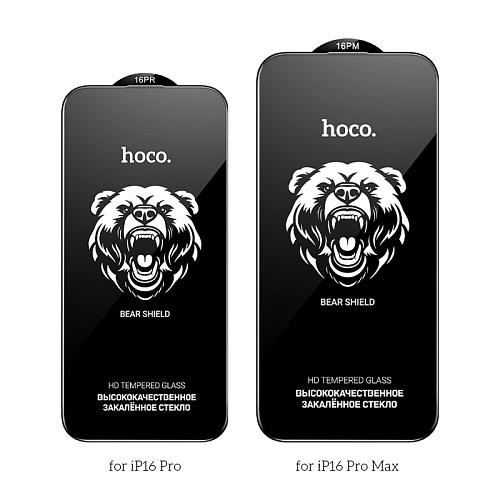Защитное стекло для iPhone 16 Pro Max, A777, HOCO, HD, рамка черная