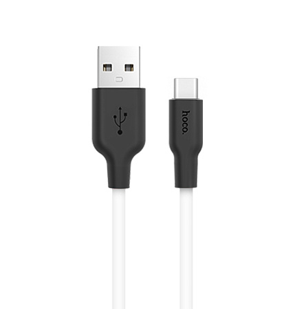 USB Кабель Type-C, HOCO, X21, силиконовый, черно-белый