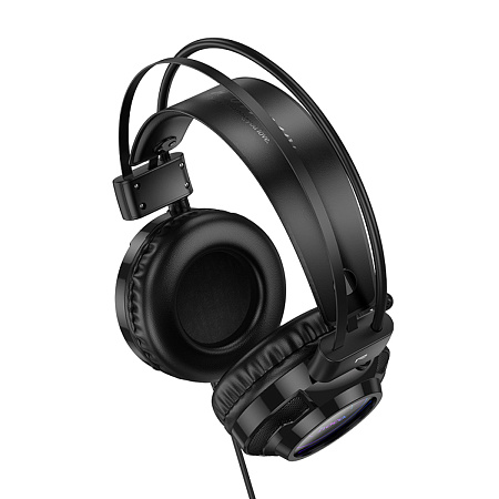 Проводные наушники W110, HOCO, игровые с микрофоном, черный