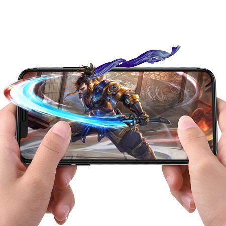 Защитное стекло на iPhone XS Max/11 Pro Max (G1), Flash attach full screen, черное
