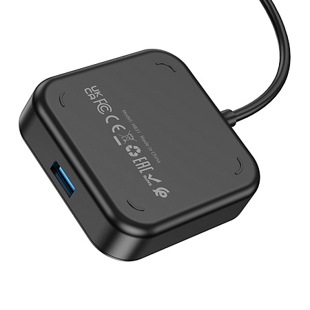 USB Хаб (HB31) с 1 Type-C на 1 USB 3.0+3 USB 2.0, L=0.2M, HOCO, черный