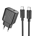 Сетевое зарядное устройство, 1 PD 30W (CS22A), HOCO, Type-C to Type-C, черный