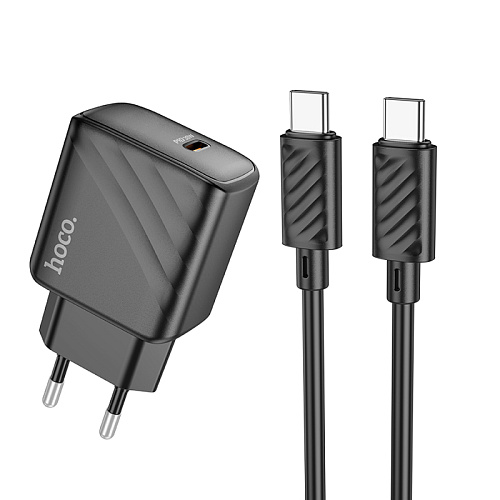 Сетевое зарядное устройство, 1 PD 30W (CS22A), HOCO, Type-C to Type-C, черный