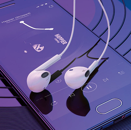 Проводные наушники M80, Lightning Original series earphones, HOCO, с микрофоном, белые