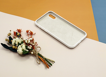 Чехол-накладка для iPhone X/XS, Silicon Case, без лого, белый