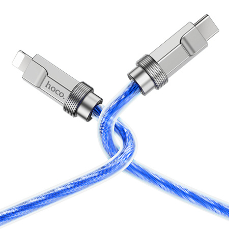 Кабель Lightning to Type-C (PD), HOCO, U113, 1м, силиконовый, синий