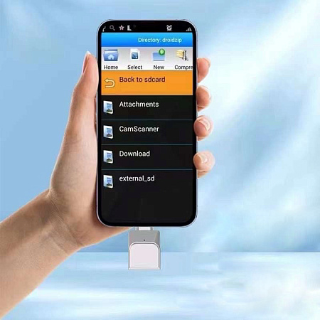 Картридер Type-C на Micro SD+OTG (USB 3.0), металл, серебро