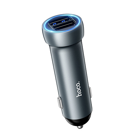 Автомобильное зарядное устройство, 2 USB 3.1A (Z54), HOCO, серый