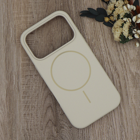 Чехол-накладка для iPhone 17 Pro Max, Silicon Case, магнитный (MagSafe), без лого, X-CASE, бежевый