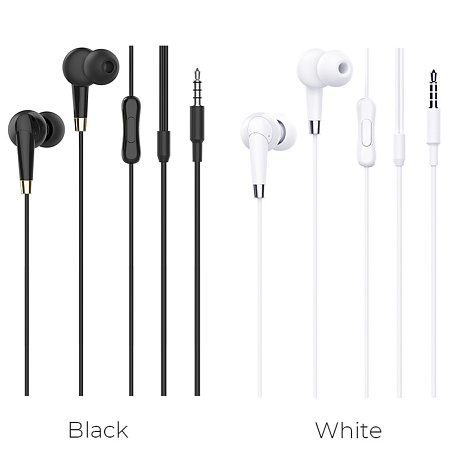 Проводные наушники M58 Amazing universal earphones with mic, hoco, белые