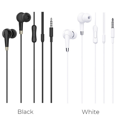 Проводные наушники M58 Amazing universal earphones with mic, hoco, белые