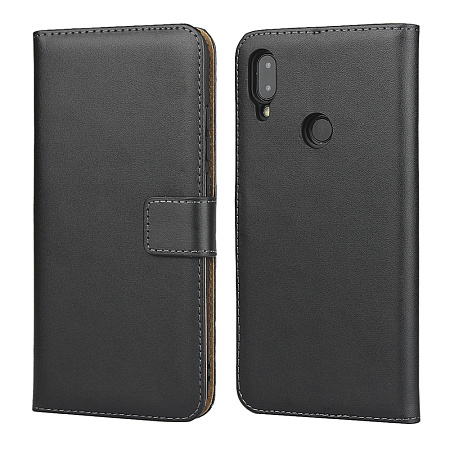 Чехол-книжка для Xiaomi Redmi Note 7/Note 7 Pro, боковой с хлястиком, черный